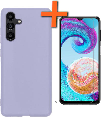 Hoes - Met Screenprotector - Geschikt voor Samsung Galaxy A04s - Sterk & Shockproof - Back Cover - Siliconen Case - Telefoon Hoes - Lila