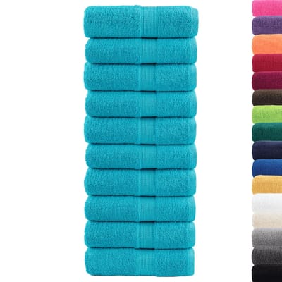 vidaXL - Premium - washandjes - SOLUND - 10 - stuks - turquoise - 30x30 - cm - 600 - g/m2