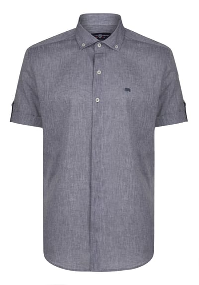 Jimmy Sanders Linnen Katoen Blend Shirt - Overhemd Heren Navy - M