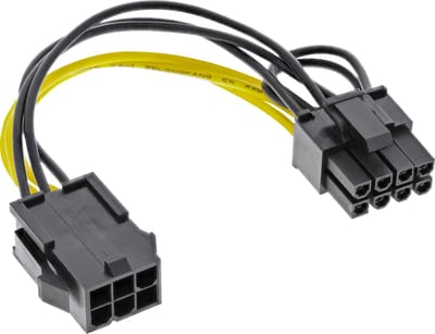 PCIe 6-pins (v) - PCIe 8-pins (m) voedingskabel - 0,10 meter