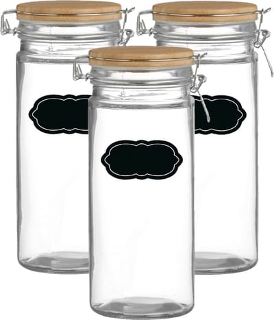 Weckpot/inmaakpot - 4x - 1.3L - glas - met beugelsluiting - incl. etiketten