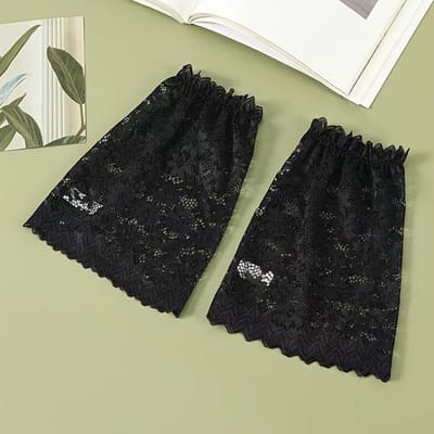 1 Paire de Manches Courtes en Dentelle Confortables qui Couvrent les Bras, Dotées de Manches Amples en Dentelle Fausses Manchettes noir