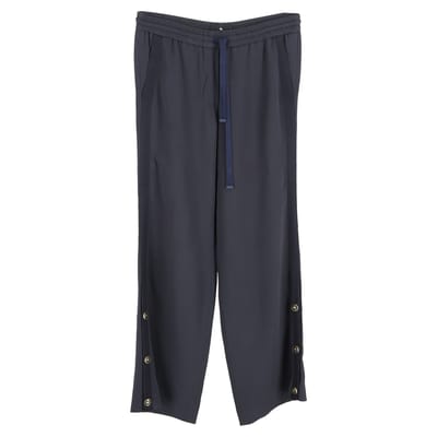 Etro Artemis broek met trekkoord en knoopdetails in marineblauwe viscose