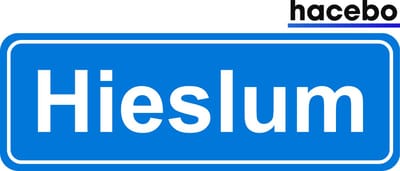 Hacebo - Plaatsnaam Sticker - 29x10 CM - Hieslum sticker - Verkeersborden sticker - grappige cadeaus - Hieslum