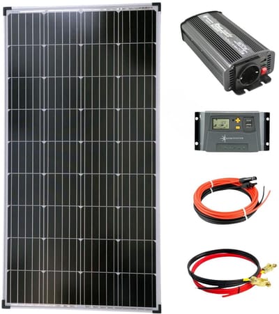 Complete Zonnepaneel Set met 130 Watt Paneel, 600 Watt Omvormer en Laadregelaar