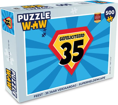 Puzzel Feest - 35 jaar verjaardag - Superheldencape - Legpuzzel - Puzzel 500 stukjes