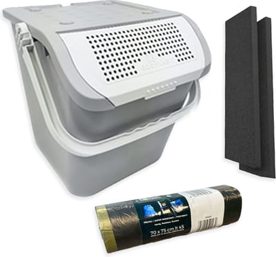 Afvalemmer Incontinentiemateriaal - 'Maxi' - luieremmer - Set - Wit - Afvalzakken - Koolstoffilter - 28 Liter