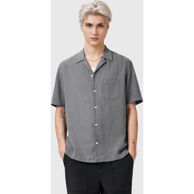 AllSaints Veda Ss Shirt Pillar Grey Taglia: XL | Camicie Casual Outlet | Uomo | Grigio