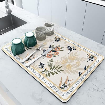 Bloemenprints Onderzetter Absorberende bekermat Antislip Sneldrogend Koffieschotel Keukentafelmat Badkamer uitgelekt pad voor komplaat 30x40cm S