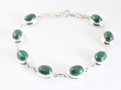 Hoogglans zilveren armband met malachiet