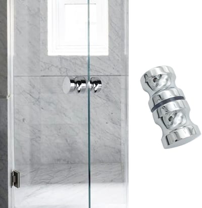 Dubbelzijdige douchedeurgreep - Badkamerschuifdeurgreep, geschikt voor badkamerdeuren, gepolijst chroom 6,2 x 3 cm (zilver)