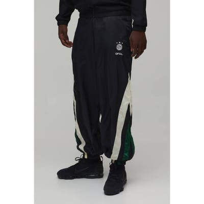 Elasticated Waist Colour Block Parachute Track Pants | Black | Size Small