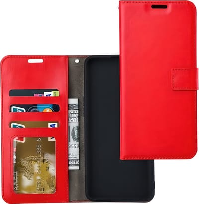Bookcase Geschikt voor: iPhone 17E / 16E - Rood - portemonnee hoesje - Book Cover