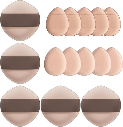 Complete set van 15 make-up accessoires: poederkwasten, grote en mini sponzen, gezichtssponzen en poederpuff voor perfecte foundation en concealer applicatie