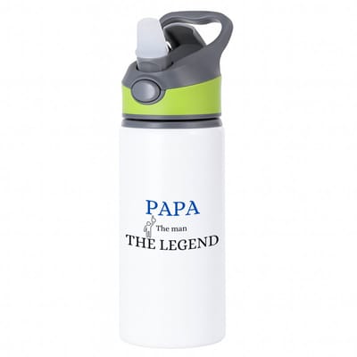Hacebo® - Papa the man the legend waterfles met rietje groen - Papa - cadeau papa - cadeau - verjaardag papa - vaderdag - water fles - 650ML