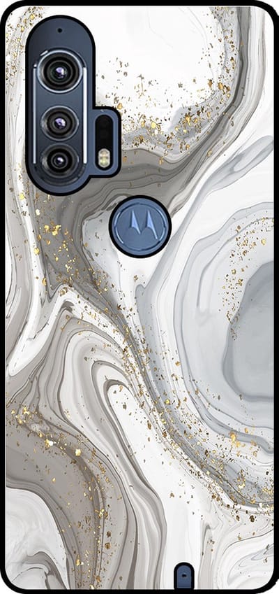 Smartphonica Telefoonhoesje Geschikt voor Motorola Edge Plus met marmer opdruk - TPU backcover case marble design - Zilver geschikt voor Motorola Edge Plus