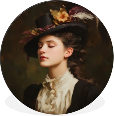 WallCircle - Wandcirkel - Muurcirkel - Vrouw - Victoriaans - Portret - Aluminium - Dibond - 30x30 cm - Binnen en Buiten