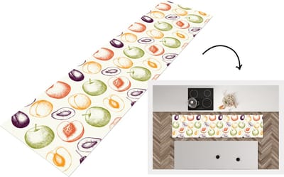 Keukenloper - Loper keuken - Patroon - Eten - Illustratie - 200x50 cm - Keukenloper vinyl