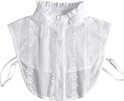 LISM-Dameskraag met vervangbare knopen, elegante overhemdkraag, halfhoge overhemdkraag, grote puntige katoenen kraag, Geschikt voor elegante vrouwen en meisjes.