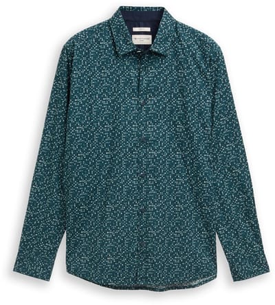 Tom Tailor - Getailleerd overhemd met patroon - Maat XL - meadow green abstract design