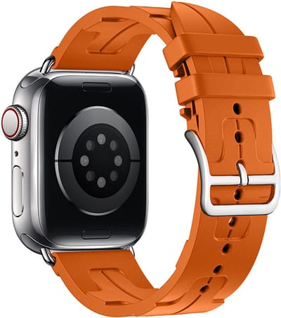 Stravo Modieus siliconen horlogebandje – Geschikt voor Apple Watch 42mm(Series 11/10) 41mm 40mm 38mm – Sportief bandje voor Apple Watch SE 1 2 3 / Series 11 10 9 8 7 6 5 4 3 2 1 – Rugged Apple Watch bandje – Oranje