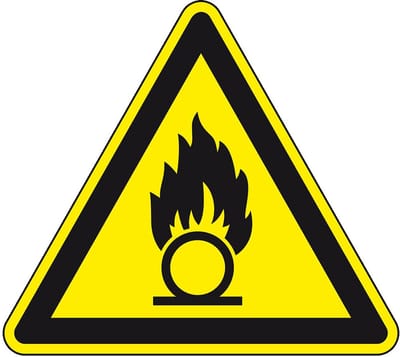 Waarschuwingsbord oxiderende stoffen - kunststof - W028 200 mm