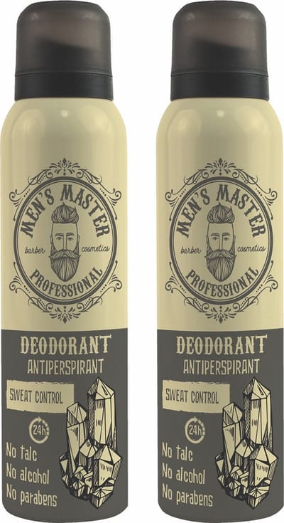 Men's Master Deodorant Voordeelverpakking Mannen – Vanille Houtachtige Geur – Geen Witte Sporen – 24 Uur Bescherming – 2 x 150ml