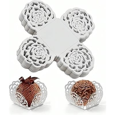 50 stuks Snoep Chocolade Kant Papier Verpakking Doos, Elegante Dessertbeker, Verpakking Doos 50pcs