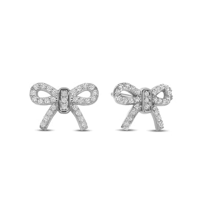New Bling - 9NB-1550 - zilveren oorbelknopjes met strik - 925 sterling silver - rhodium plated