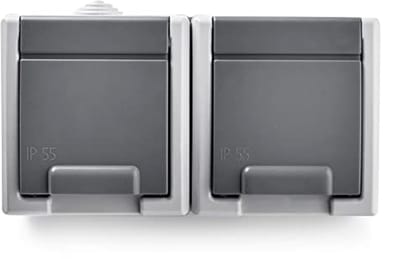 Dubbel Waterdicht Stopcontact voor Buiten - Grijs - IP55 Veiligheid