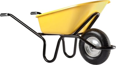 Stevige Kruiwagen - Bouwkruiwagen Werkplaats - Materiaal Transport - Hoge Draagkracht - 250kg Capaciteit - Geel