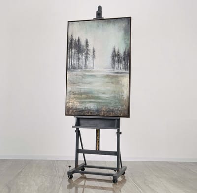 Canvas schilderij 120x80 cm handgeschilderd helend woud natuur rustgevend – YS-Art Gallery – Rustgevende wanddecoratie voor woonkamer – Modern schilderij voor slaapkamer