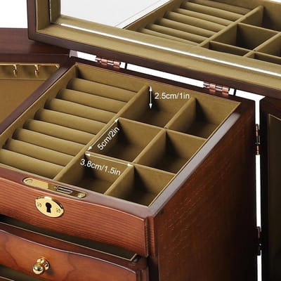 Sieraden opbergdoos - Houten organizer - Sieraden opbergen - Met combi slot - 27x19x24 cm - Bruin