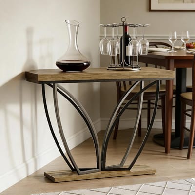 HAUSS SPOLE Consoletafel - Industrieel Design Met Metalen Frame - Smal Voor Hal En Woonkamer - Hout En Metaal - 105x30 Cm