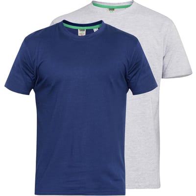 Duke Heren D555 Fenton Kingsize T-shirt (2-pack) 2XL Vloot/grijs