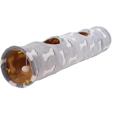 Tunnel en peluche pliable et résistant aux rayures pour chats, lapins et chiots gray
