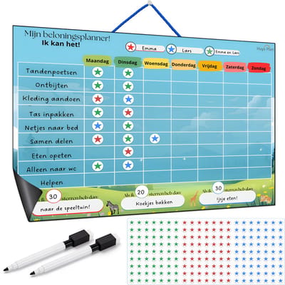 Huysplan® - Beloningssysteem - magneetbord kind - Beloningsbord - Magnetische planner - Koelkast - Whiteboard