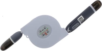 Q-link USB datakabel - Kabelroller - Multi - USB naar 8 pins iPhone of Micro USB - 1 mtr - Wit