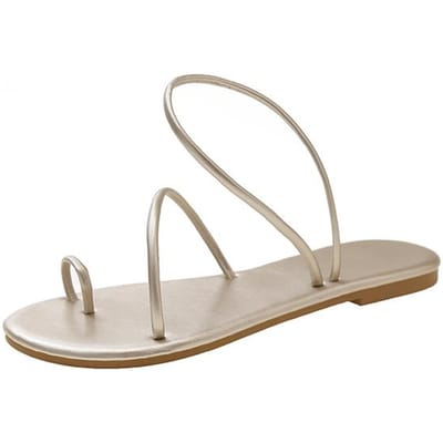 Mode Schoenen voor Dames Zomer Dames Sandalen Effen Kleur Open Teen Lage Hak Eén Woord Riem Dames Alles Match Strand Schoenen 43