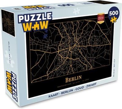 Puzzel Kaart - Berlijn - Goud - Zwart - Legpuzzel - Puzzel 500 stukjes