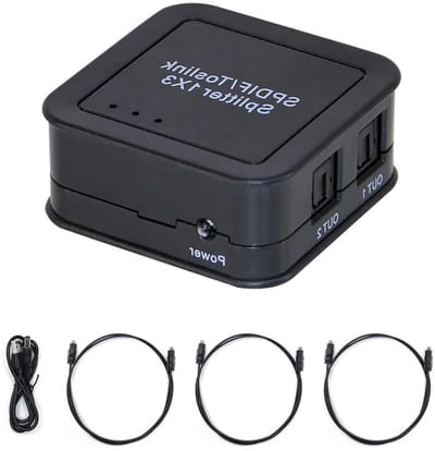 Digitale Audi Splitter - Optische Audio Adapter - Meerdere Apparaten - 1 Ingang 3 Uitgangen - Compact Design - Zwart