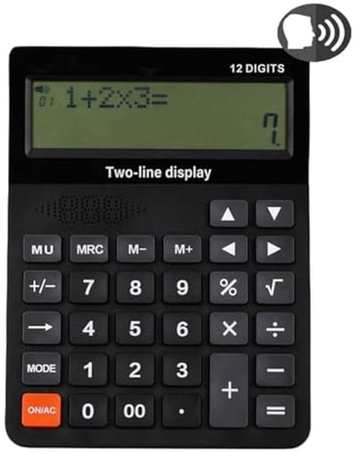 Rekenmachine voor Slechtzienden met Grote Knoppen en Duidelijk Display - Eenvoudige Desktop Calculator met 4 Functies