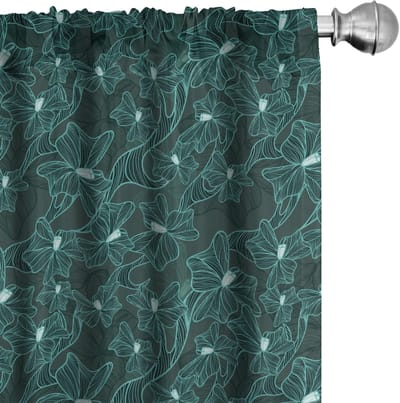 ABAKUHAUS – Voorhangen teal – 2x75×245 cm – Mikrofaser – Halfverduisterend Barok Bladeren
