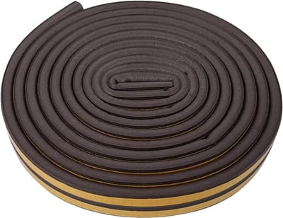 Thijox - Tochtstrip voor deur en raam, zelfklevende tochtstrip type D, 9x6mm, bruin, 5m - Geluidsdicht, waterdicht, stofdicht, antibotsing, verwarming