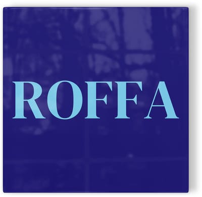 Tegeltje Rotterdam Roffa - donkerblauw lichtblauw - tegeltje stad - tegeltje met tekst