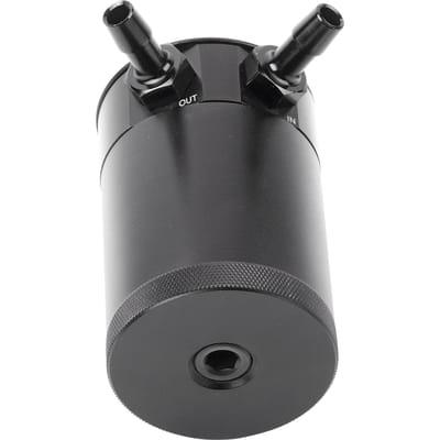 Bocal de récupération d'huile compact bafflé universel en alliage d'aluminium 2 ports Noir