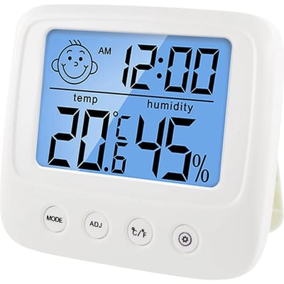Binnen Temperatuur Vochtigheid Meter Lachend Gezicht Model Alarm Datum Weergave met Achtergrondverlichting Kamer gray
