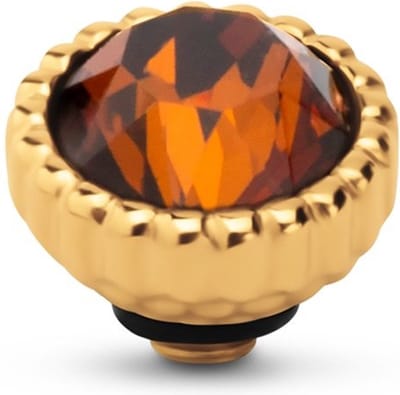 Melano Twisted Bali Petite Steentje Smoked Amber | Goud