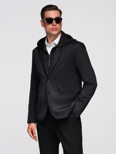 OMBRE Blazer - Regular Fit - Knopen - Effen Zwart M