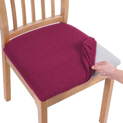 JHUBERS- Stoelbekleding Set van 4 - Stretch Bekleding - Eetkamerstoelen - Afwasbaar - Modieuze Bescherming - Jacquardpatroon - Stoelhoes